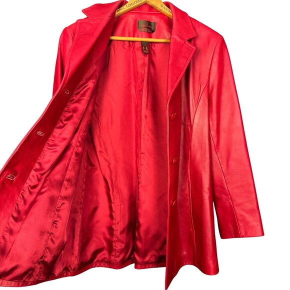Vintage 90s Danier Red Leather Blazer Jacket | Genuine Leather Coat Small - Picture 8 of 13